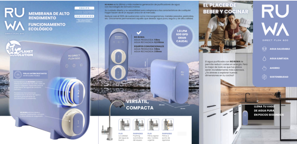 equipo osmosis inversa ruwa 600 gpd compacto flujo directo caracteristicas